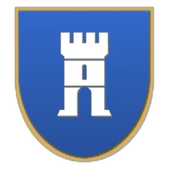 The arms of Valan: a blue shield with a white tower