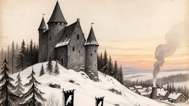 Corvus: castelo no crepúsculo de inverno