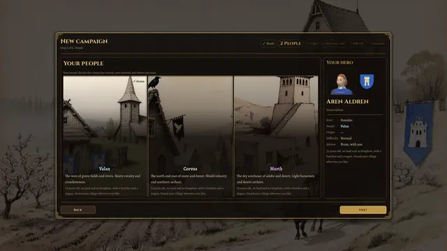 Campaign creation, at the step where you choose between Valan, Corvus and Murth