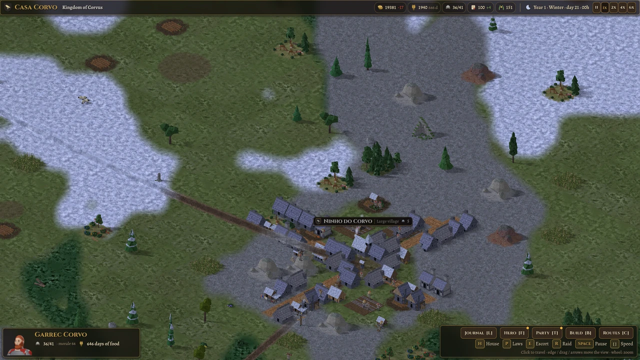 Corvus: territory in winter