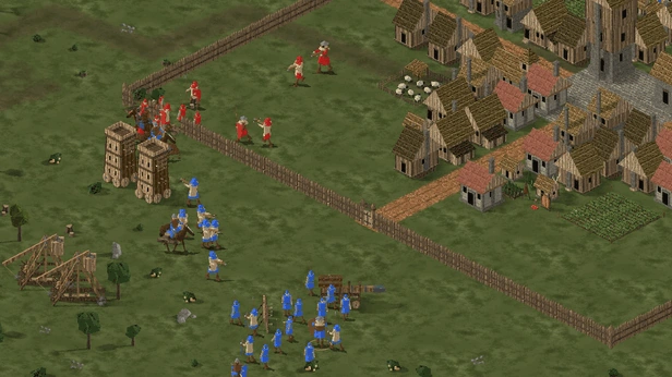 A cavalaria sai da ala em cunha e bate no flanco de uma linha de infantaria já engajada